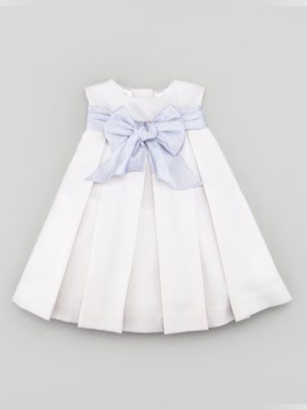 HELENA at Neiman Marcus Girls Wool Pleated Dress Satin Bow, Off-White/Lilac, 2T